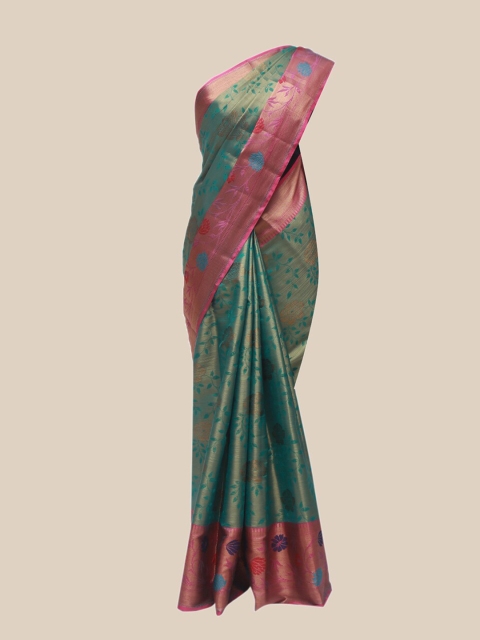 

The Chennai Silks Green & Fuchsia Woven Design Organza Fusion Banarasi Saree