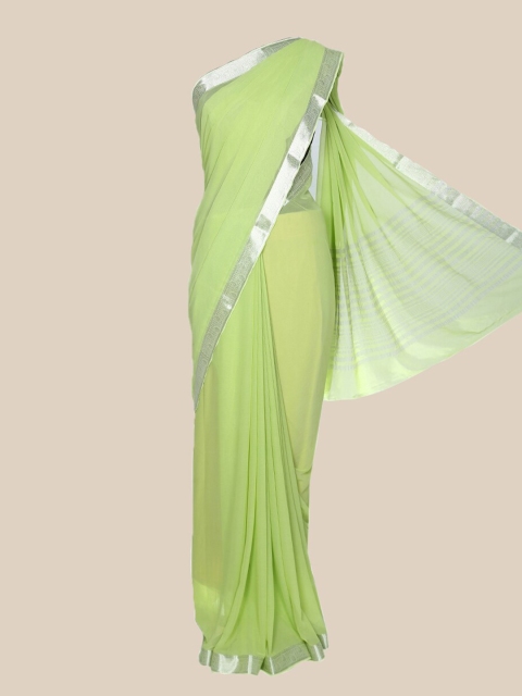 

The Chennai Silks Green & Silver-Toned Fusion Mysore Silk Saree