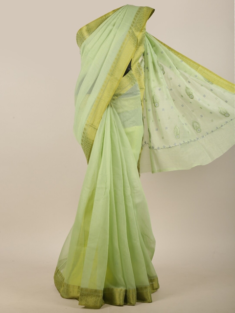 

Pothys Green & Gold-Toned Ethnic Motifs Saree