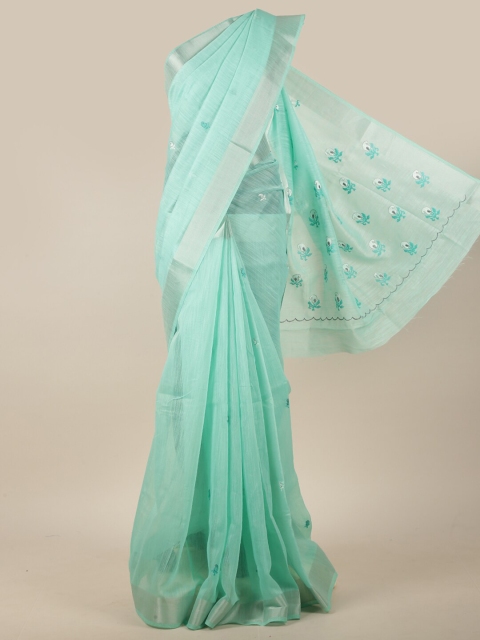 

Pothys Green Floral Embroidered Cotton Blend Saree