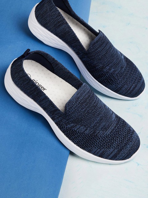 

Ginger by Lifestyle Women Navy Blue Woven Design Slip-On Sneakers