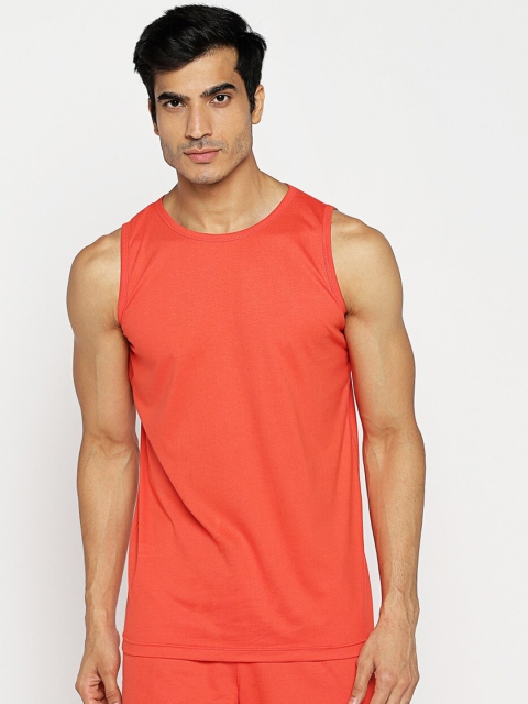 

Bewakoof Men Orange Pure Cotton Solid Gym Vest