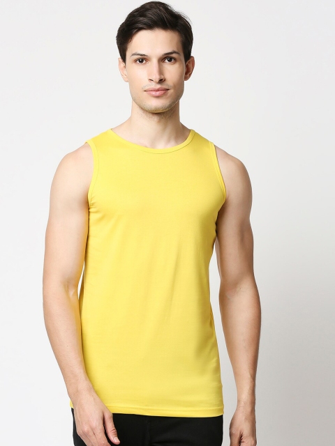 

Bewakoof Men Yellow Solid Round Neck Cotton Innerwear Vest 372854-Yellow