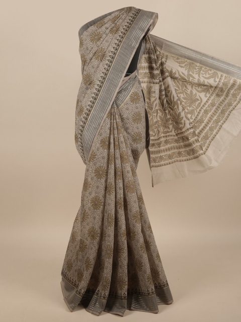 

Pothys Grey Floral Printed Cotton Blend Saree