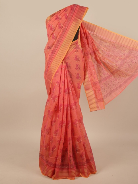 

Pothys Pink & Gold-Toned Floral Printed Cotton Blend Saree