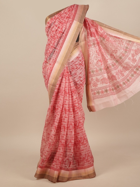 

Pothys Pink Abstract Printed Cotton Blend Saree