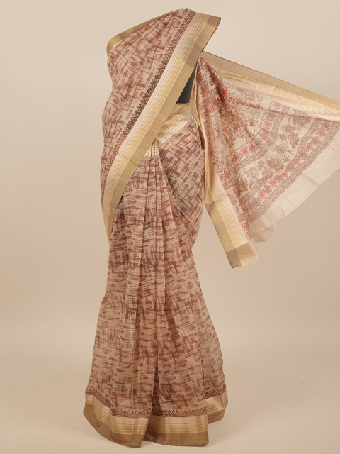 

Pothys Brown & Beige Abstract Printed Cotton Blend Saree