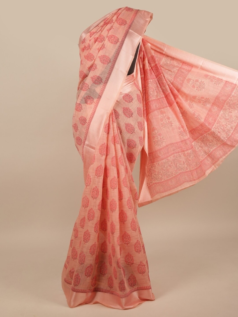 

Pothys Pink Floral Printed Cotton Blend Saree
