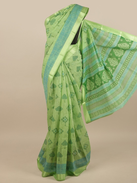 

Pothys Green & Blue Ethnic Motifs Printed Cotton Blend Saree