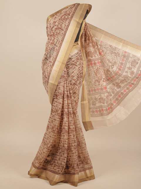 

Pothys Brown & Beige Abstract Printed Cotton Blend Saree