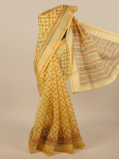 

Pothys Yellow Ethnic Motifs Printed Cotton Blend Saree
