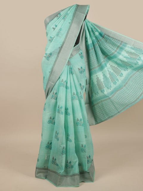 

Pothys Green & Grey Floral Printed Cotton Blend Saree