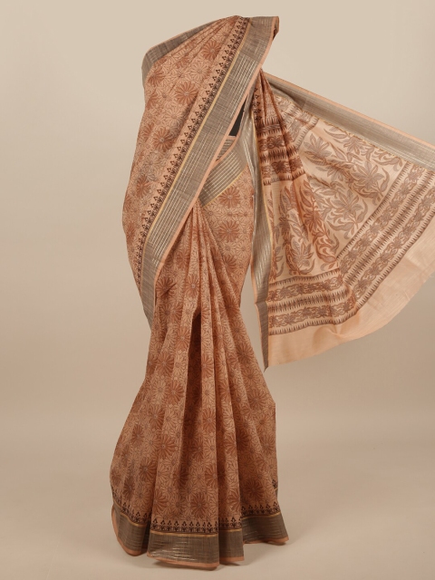 

Pothys Brown & Grey Floral Printed Cotton Blend Saree