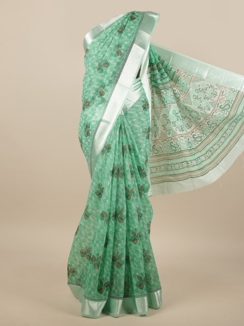 

Pothys Green & Brown Floral Saree