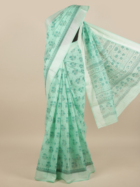 

Pothys Green & Grey Floral Saree