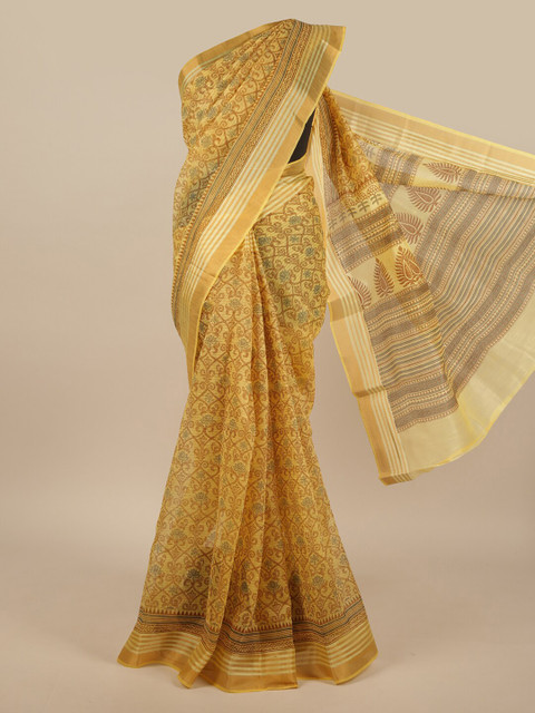 

Pothys Yellow & Brown Ethnic Motifs Saree