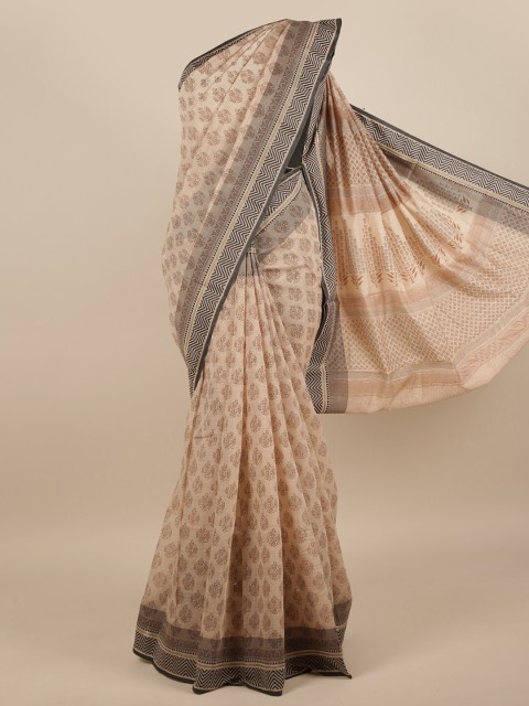 

Pothys Beige & Black Ethnic Motifs Saree