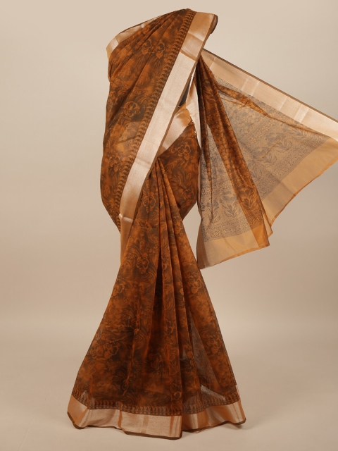 

Pothys Brown & Gold-Toned Floral Saree
