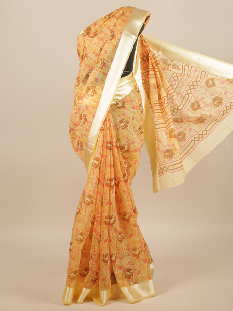 

Pothys Orange & Brown Floral Saree