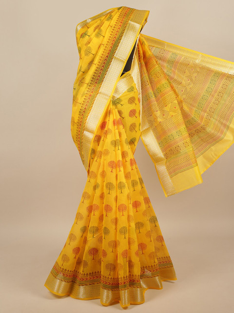 

Pothys Yellow & Red Floral Saree