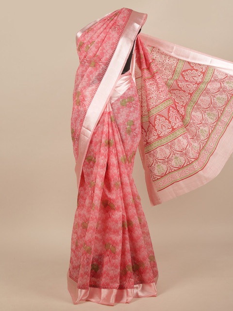 

Pothys Pink & Green Floral Saree