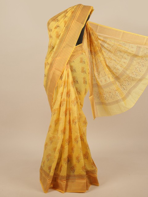 

Pothys Yellow & Red Floral Zari Saree