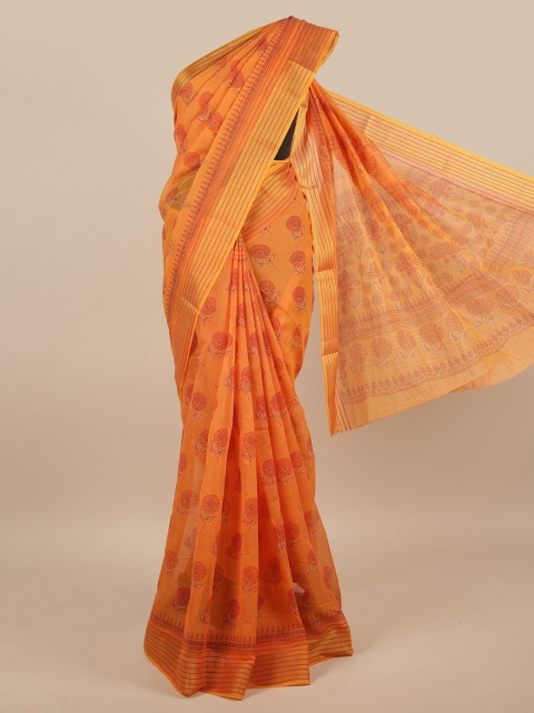 

Pothys Orange & Red Floral Zari Saree