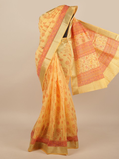 

Pothys Yellow & Orange Floral Saree
