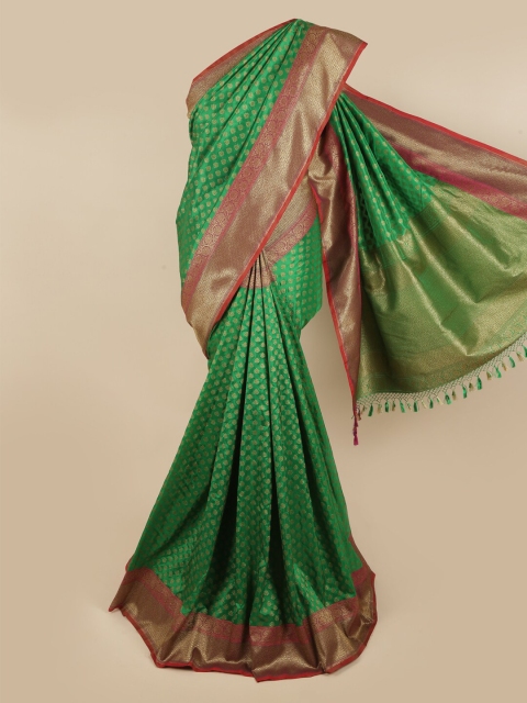 

Pothys Green & Red Ethnic Motifs Zari Art Silk Saree