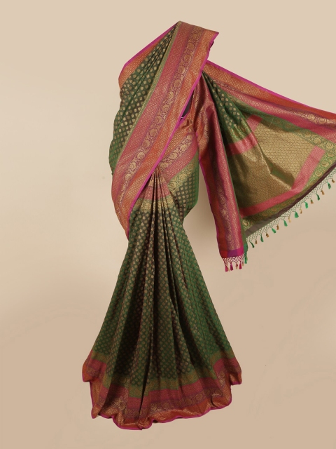 

Pothys Green & Pink Ethnic Motifs Zari Art Silk Saree