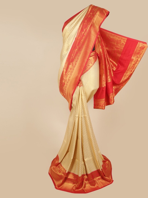 

Pothys Off White & Red Zari Art Silk Saree