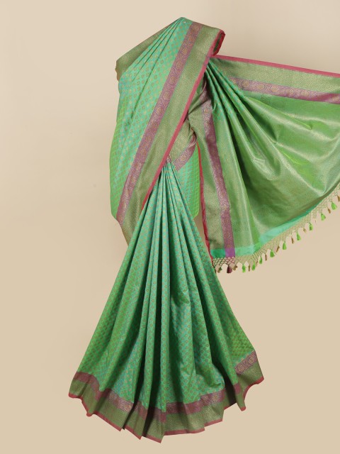 

Pothys Green & Purple Floral Zari Art Silk Saree