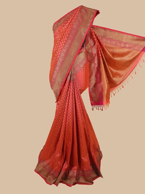 

Pothys Fuchsia & Gold-Toned Ethnic Motifs Zari Art Silk Saree