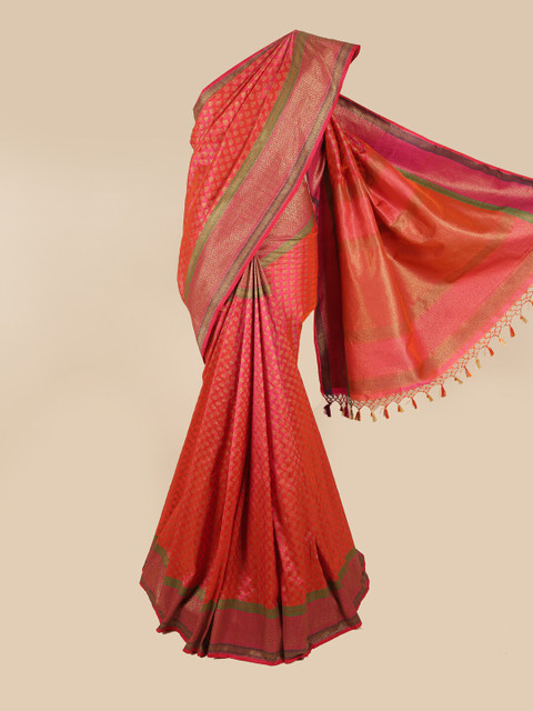 

Pothys Fuchsia & Green Floral Zari Art Silk Saree
