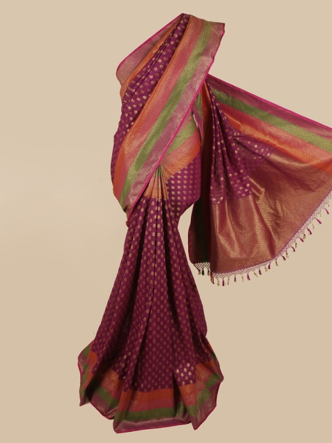 

Pothys Purple & Green Floral Zari Art Silk Saree