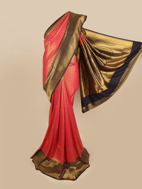 

Pothys Pink & Black Paisley Zari Art Silk Saree
