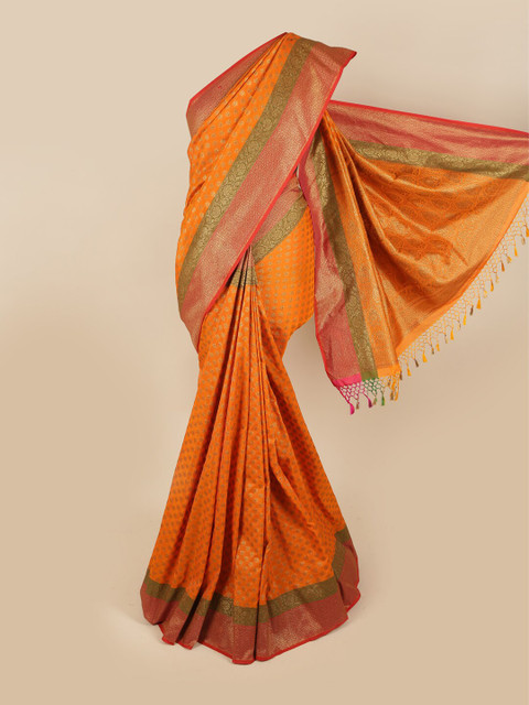 

Pothys Orange & Pink Floral Zari Art Silk Saree