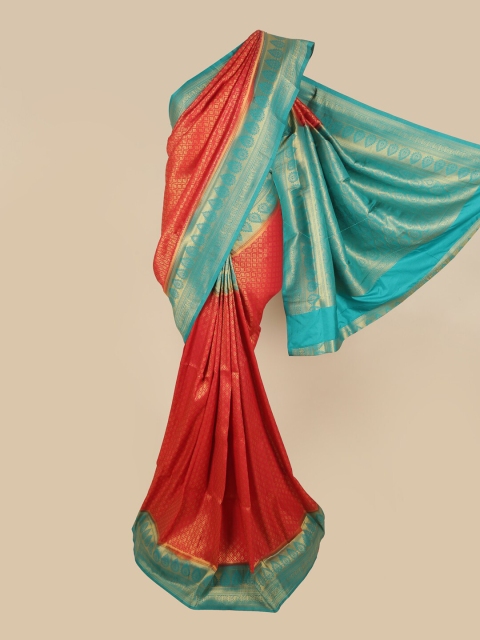 

Pothys Red & Gold-Toned Ethnic Motifs Zari Art Silk Saree
