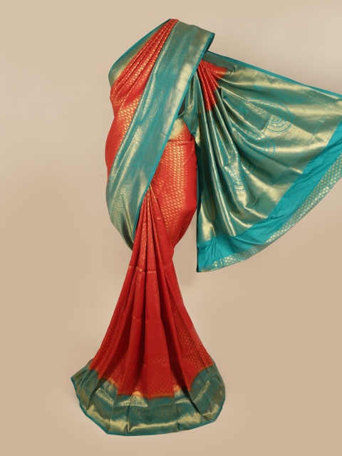 

Pothys Red & Turquoise Blue Paisley Zari Art Silk Saree