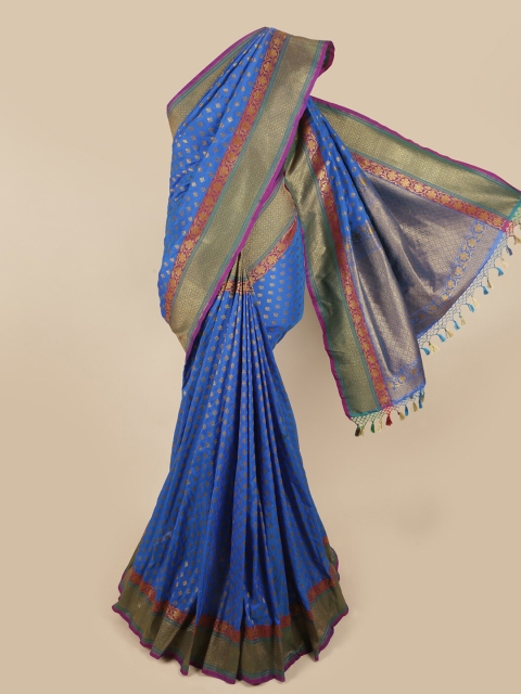 

Pothys Blue & Purple Floral Zari Art Silk Saree