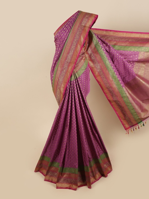 

Pothys Purple & Green Floral Zari Art Silk Saree