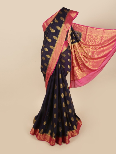 

Pothys Navy Blue & Pink Ethnic Motifs Zari Art Silk Saree