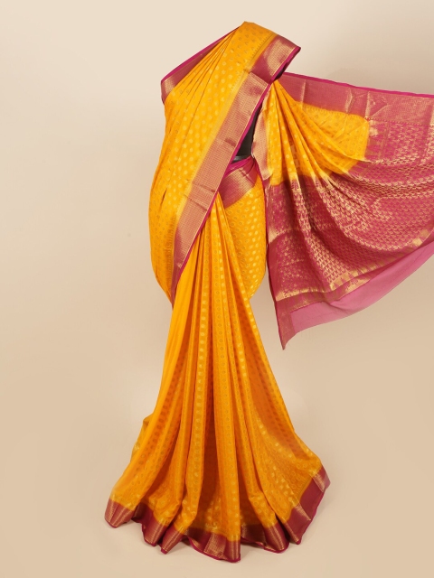 

Pothys Yellow & Pink Floral Zari Art Silk Saree