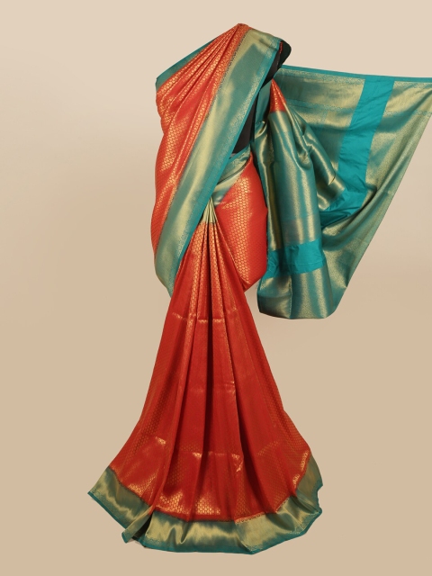 

Pothys Red & Turquoise Blue Zari Art Silk Saree