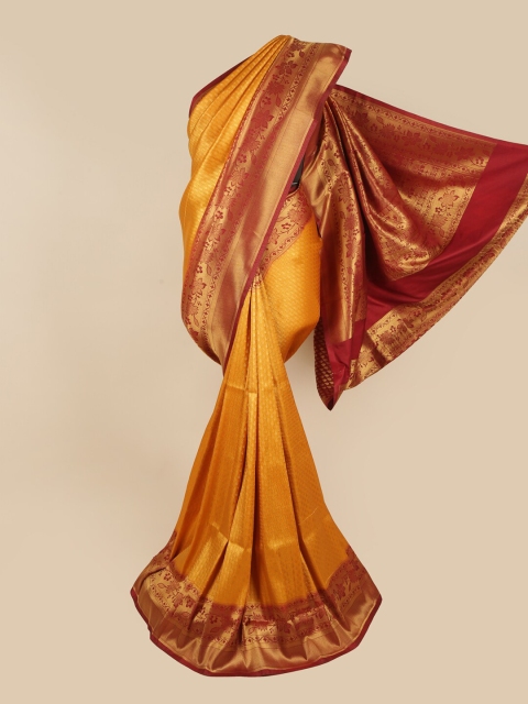 

Pothys Mustard & Maroon Zari Art Silk Saree
