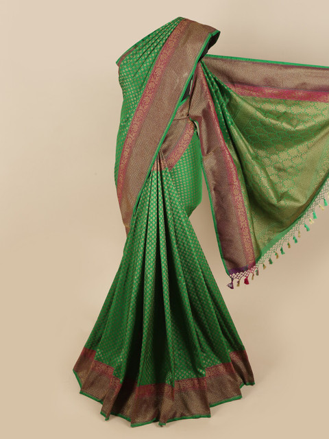 

Pothys Green & Pink Ethnic Motifs Zari Art Silk Saree