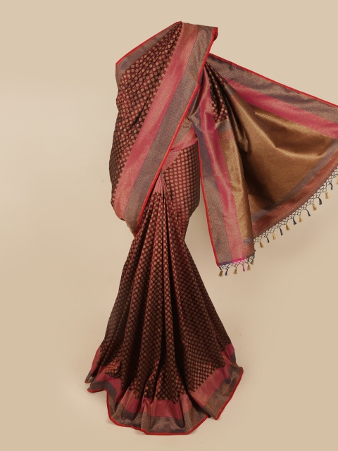 

Pothys Maroon & Pink Ethnic Motifs Zari Art Silk Saree