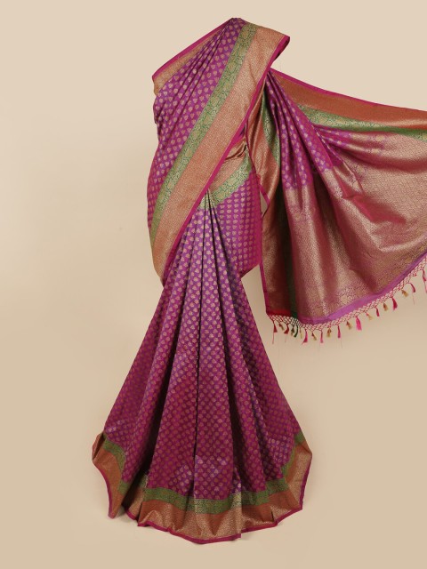 

Pothys Purple & Green Ethnic Motifs Zari Art Silk Saree