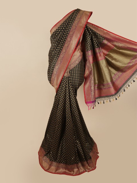 

Pothys Black & Magenta Woven Design Zari Art Silk Saree