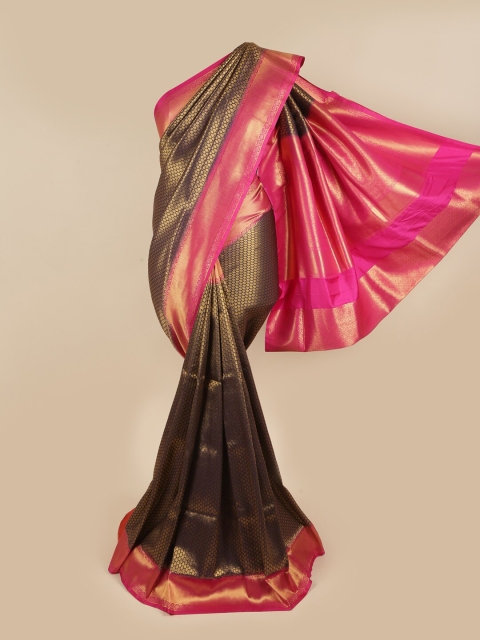 

Pothys Navy Blue & Pink Ethnic Motifs Art Silk Saree